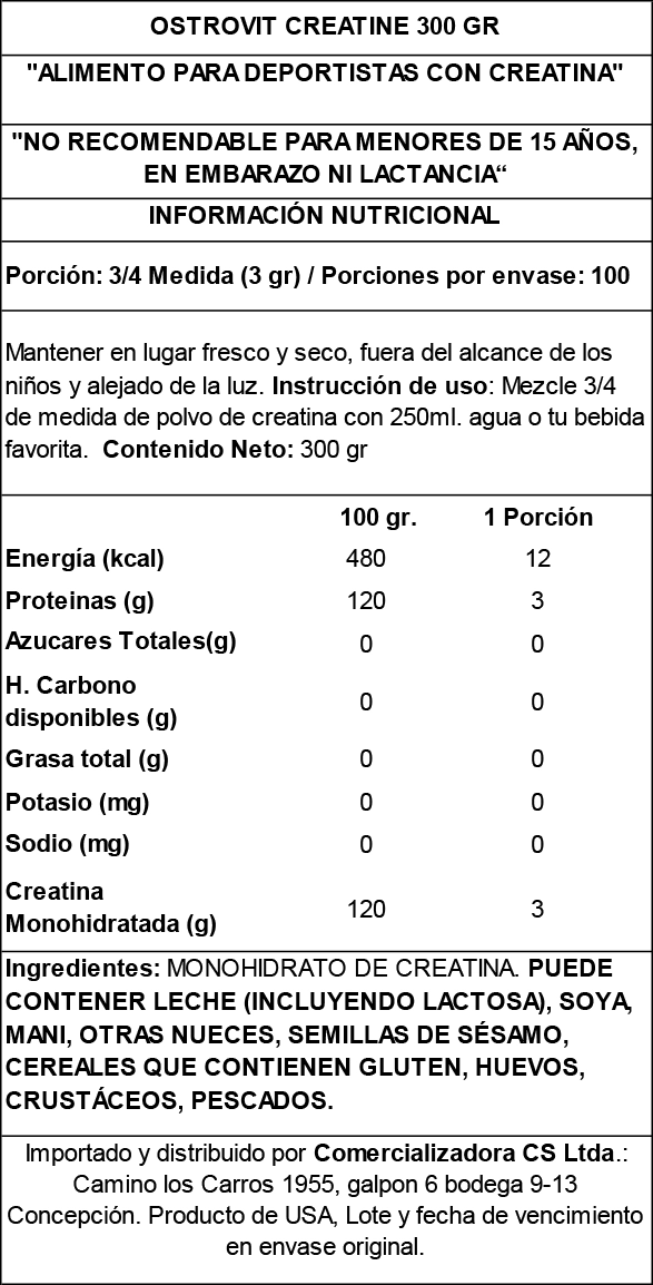 OSTROVIT-CREATINA-300-GR-BOLSA CREATINA MONOHIDRATADA OSTROVIT 300G